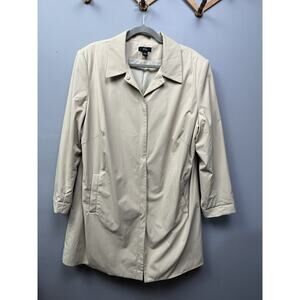 Emme Trench Coat Womens plus‎ size 1X Button front Tan Mid Length